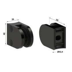 Svorka skla na trubku ø 42,4 mm, AISI 304, PVD - čierna Svorka skla na trubku ø 42,4 mm, AISI 304, PVD - čierna